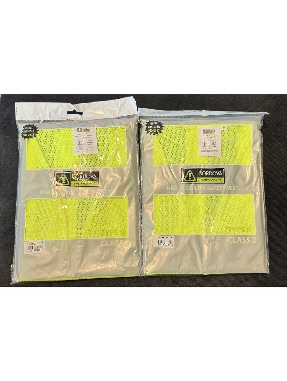 Lot of 2 High Visibility ANSI Class 2 Safety Waistcoat Reflective Vests Large